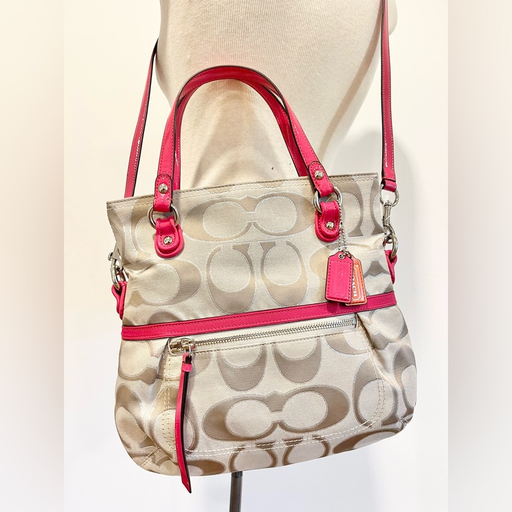 NWOT Coach Signature Poppy Metallic Beige and Pink Bag 19861 Crossbody Y2K purse